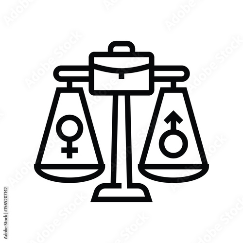 equal opportunity briefcase line icon vector illustration