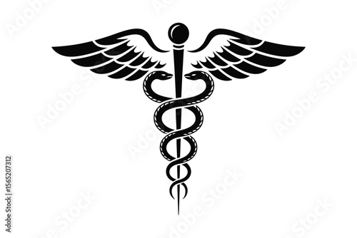 Caduceus and asclepius medical icon