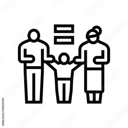 mother father equal parenting line icon vector illustration
