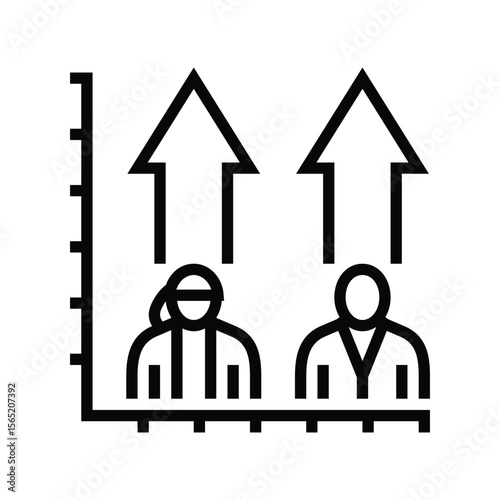 equal promotion arrow both genders line icon vector illustration
