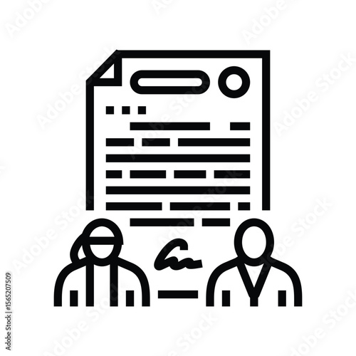 man woman signing equal contract line icon vector illustration