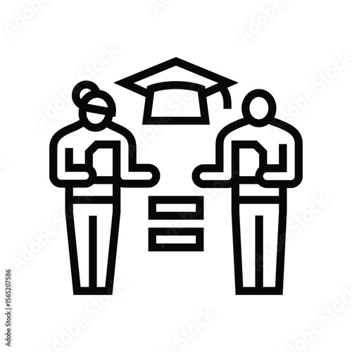 equal access education line icon vector illustration