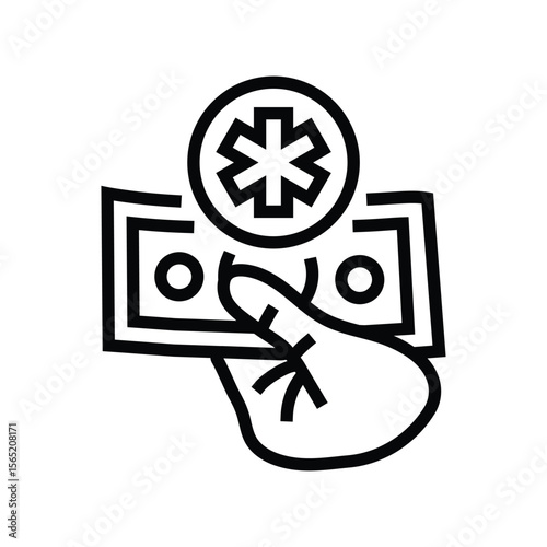 out of pocket medical expenses line icon vector illustration