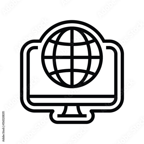 remote access line icon vector illustration