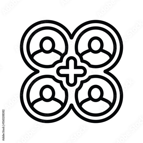 multi user support line icon vector illustration