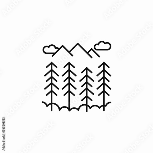 forest mountain clouds icon sign vector