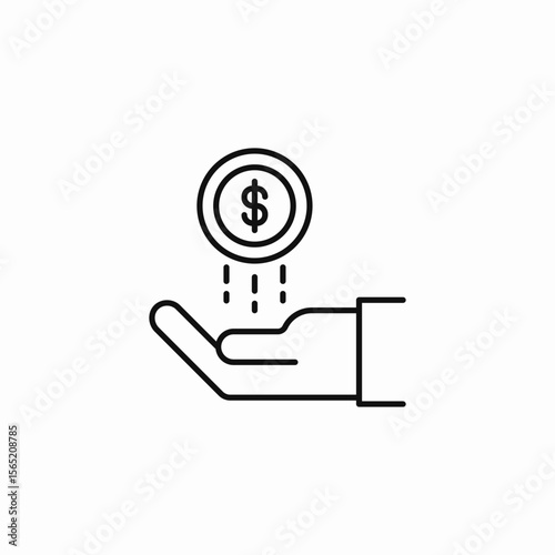 hand receiving money icon sign vector