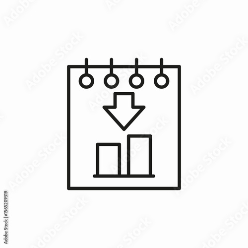 notepad chart decrease icon sign vector
