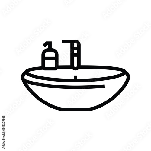 liquid soap next sink line icon vector illustration