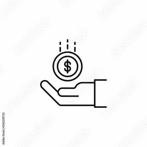 receiving money hand icon sign vector