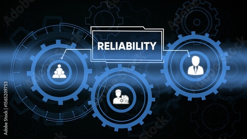 Conceptual illustration of reliability showing teamwork and process within a modern system