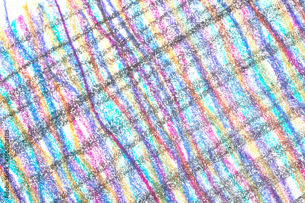 Obraz premium Crayon wiggly drawing lines in different colours on white background