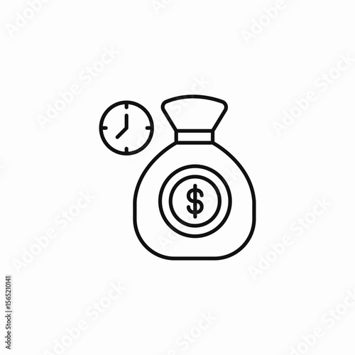 timed money bag icon sign vector