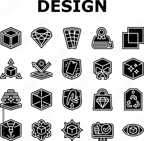 design aesthetics product icons set vector