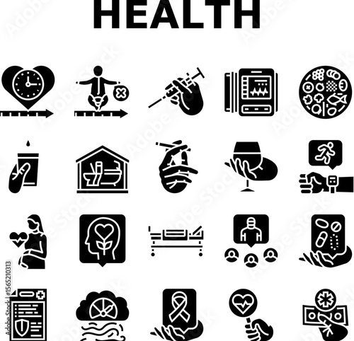 health indicators icons set vector
