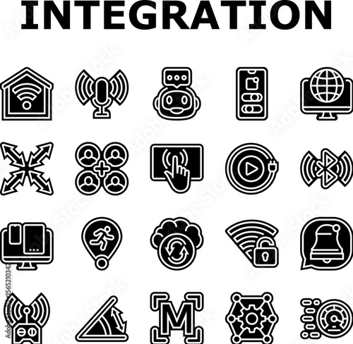 integration compatibility product icons set vector