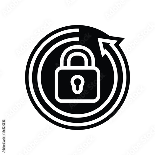 auto locking glyph icon vector illustration