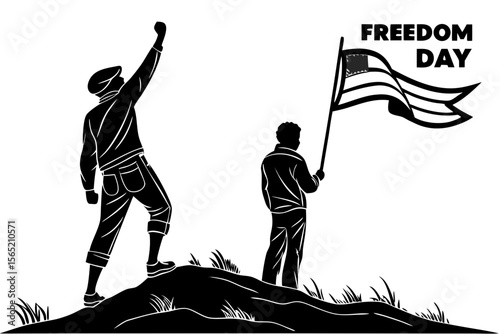 freedom day sihouette black vector
