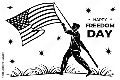 freedom day sihouette black vector