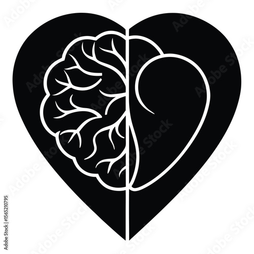 Heart and brain symbolizing logic and emotion in balance