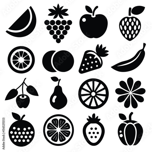 Wallpaper Mural A set of fruits icon vector illustration Torontodigital.ca