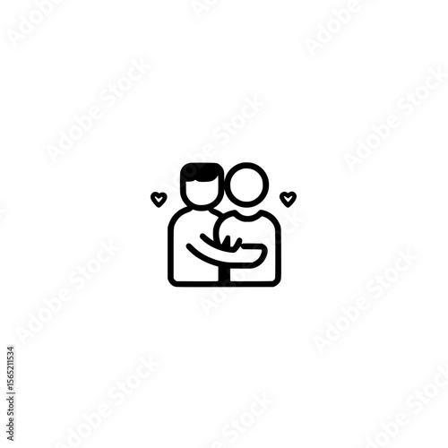 Minimalist hug icon design symbolizing warmth connection and care in modern flat style vector