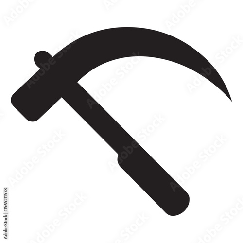Stylized Black Silhouette Depiction of a Sickle Tool with a Short Handle and a Curved Blade