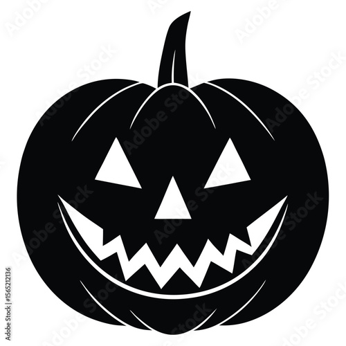 Classic black silhouette of a happy jack o lantern pumpkin for halloween