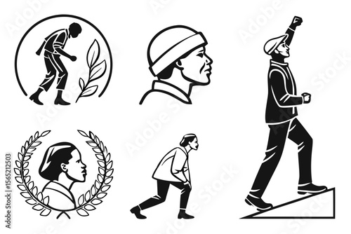 values icon set sihouette black vector