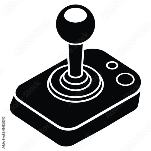 Classic black joystick controller icon for retro video games and arcade machines