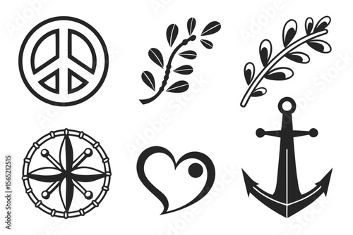 values icon set sihouette black vector