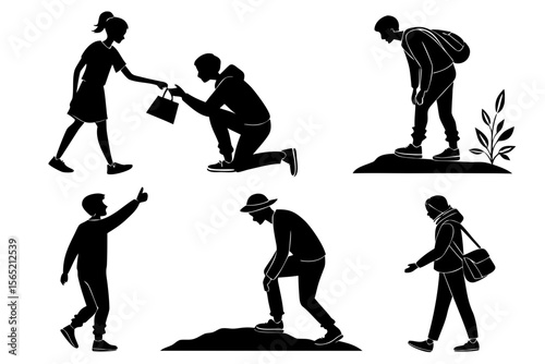 values icon set sihouette black vector
