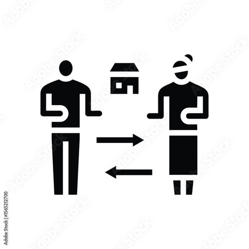 woman man sharing household chores glyph icon vector illustration