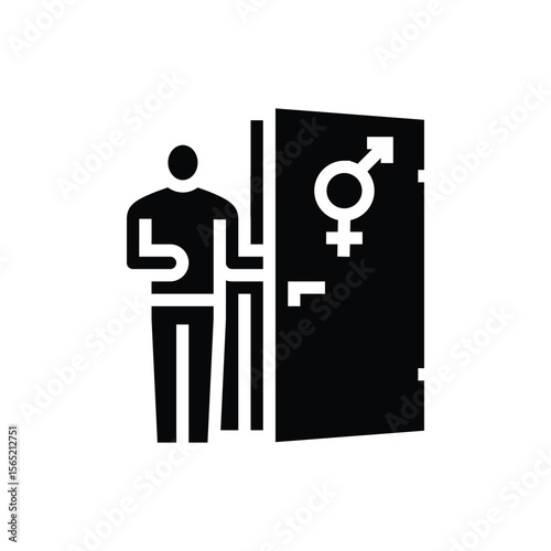 person choosing from inclusive restroom glyph icon vector illustration