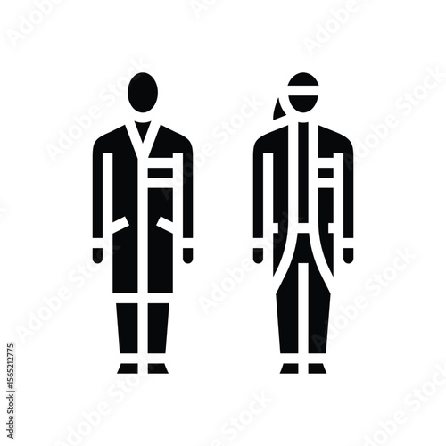 female scientist male scientist together glyph icon vector illustration