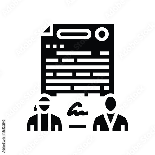 man woman signing equal contract glyph icon vector illustration