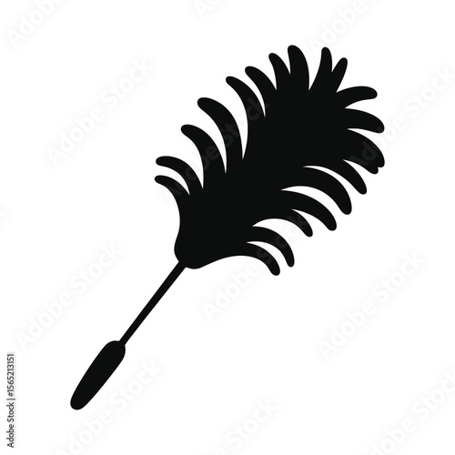 Black silhouette of a feather duster isolated on white background
