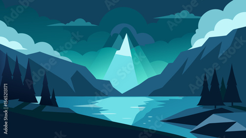Blue sky meets majestic mountains and the serene sea in a captivating coastal landscape