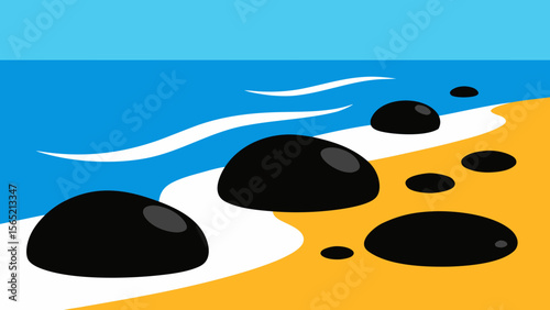 Black and white zen stones on the water for natural wellness and relaxation