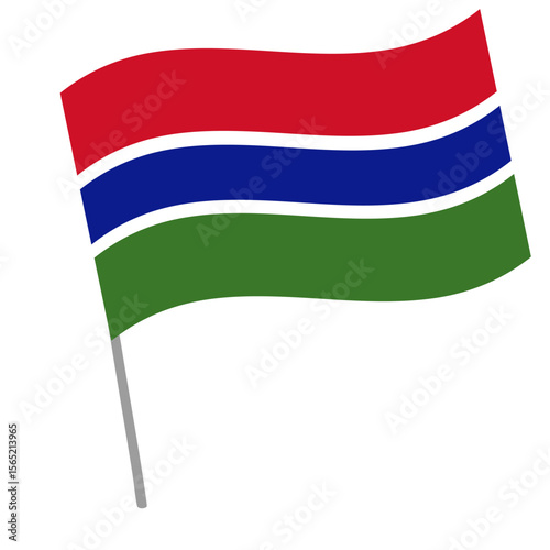 Gambia national flag flutters with flagpole