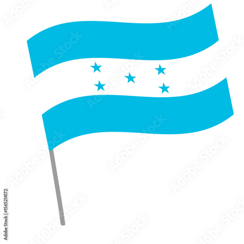 Honduras national flag flutters with flagpole