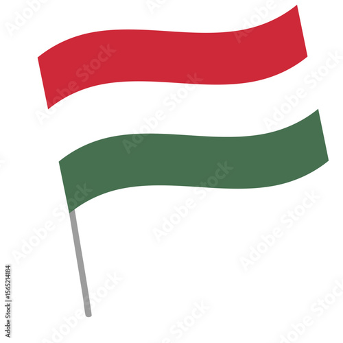 Hungary national flag flutters with flagpole
