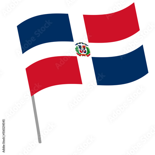 Dominican Republic national flag flutters with flagpole