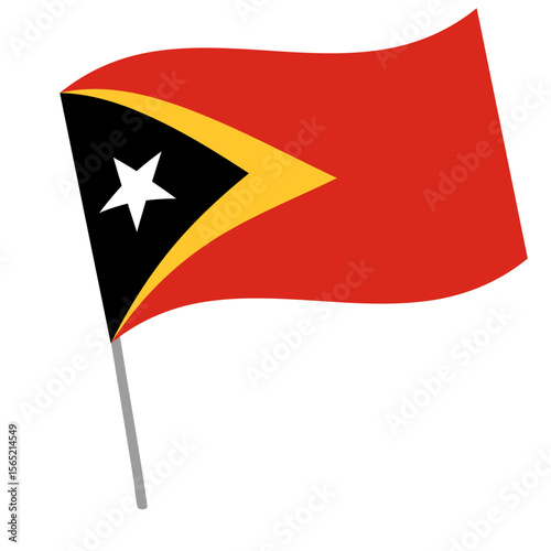 East Timor national flag flutters with flagpole