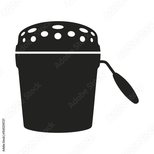 Black silhouette of a shaker with a handle isolated on white background