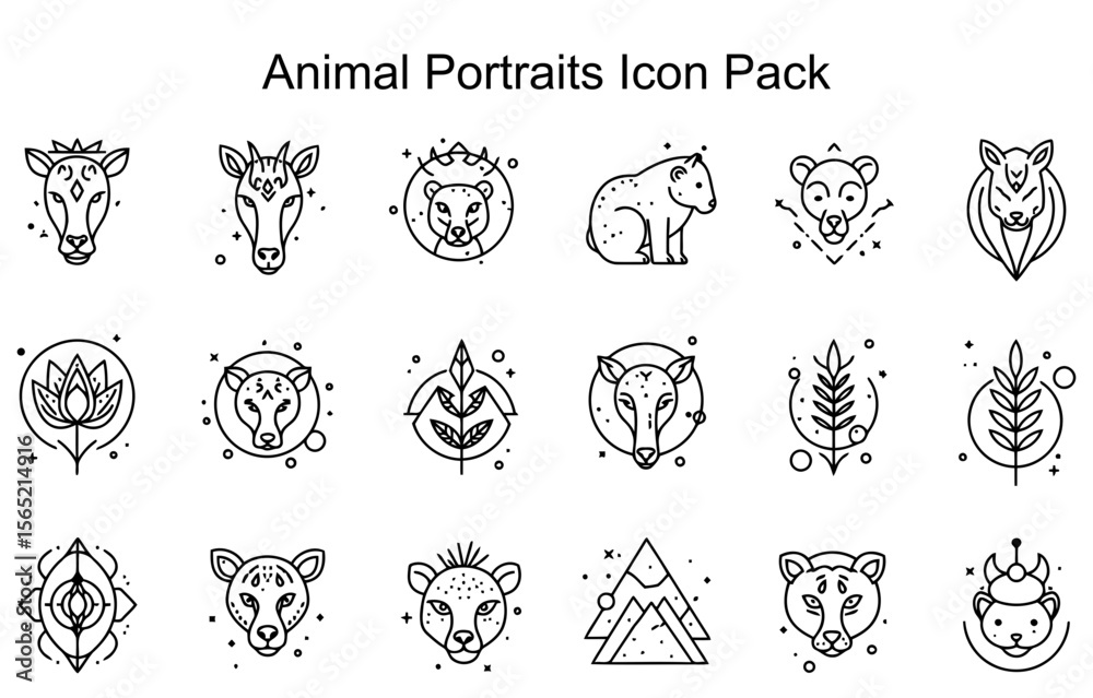Fototapeta premium Animal Portraits Icon Pack