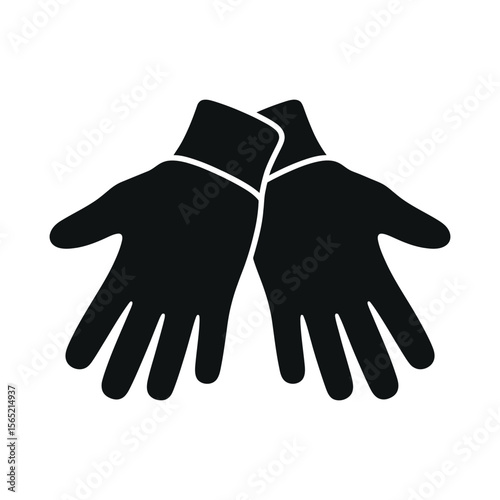 Pair of black work gloves silhouette isolated on white background