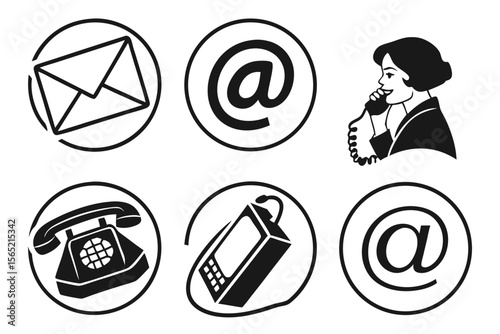contact icon set sihouette black vector bundle