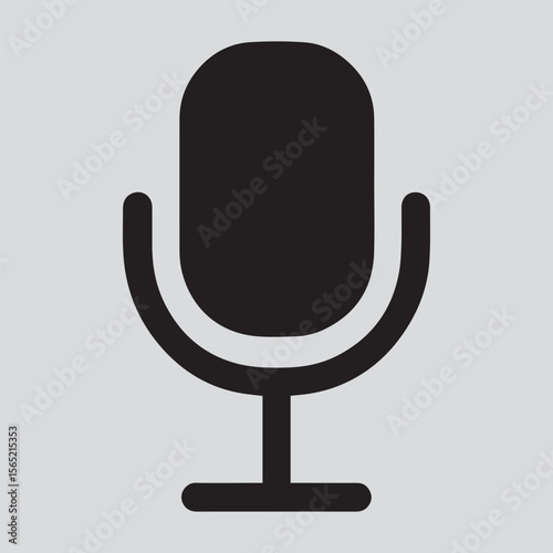Sleek Black Microphone Illustration for Sound Recording Podcasts and Broadcasting with Clean Professional Design for Versatile Applications