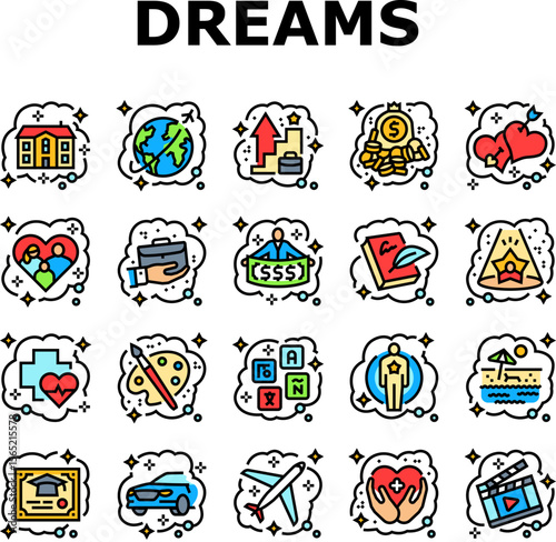 human dreams icons set vector